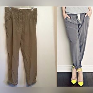 Aritzia Wilfred 100% Silk Marias Pant Taupe